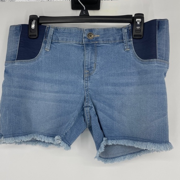 PLANET MOTHERHOOD Denim MATERNITY Blue Jean SHORTS Size m NWT Elastic Sides - Picture 1 of 5